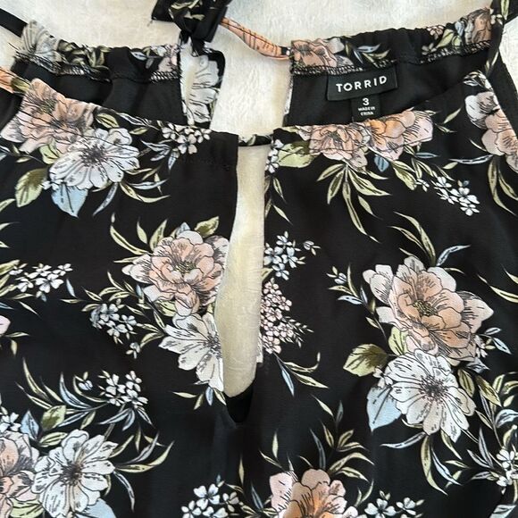 Torrid Floral Black Dress Sheer with Lining Plus Size 3 Keyhole Front and Back - Picture 4 of 11